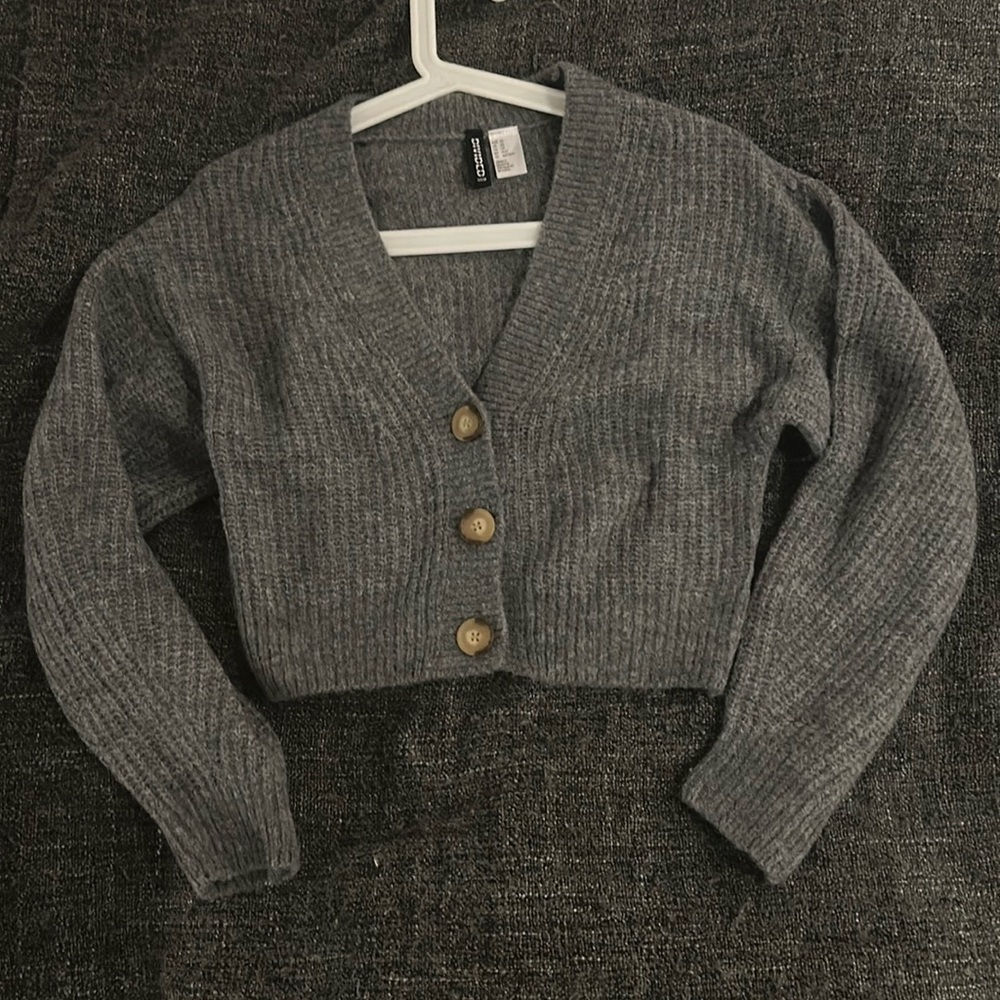H&M Knit Chunky Cardigan in Dark Grey